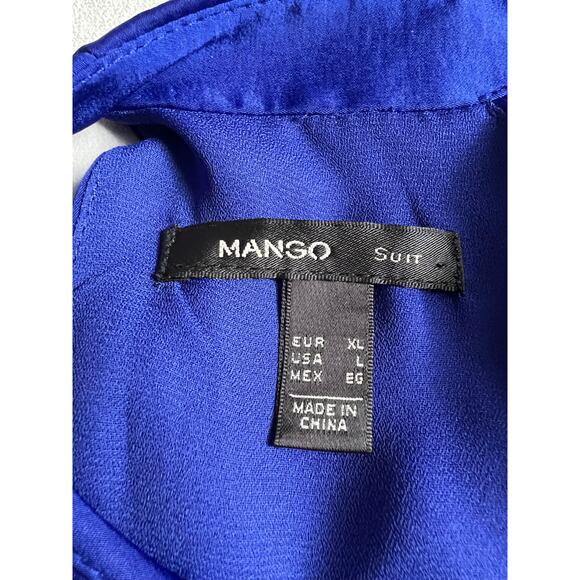 Mango Women's Halter Sleeveless Keyhole Back Casual Short Dress Blue Size Large - Picture 6 of 9
